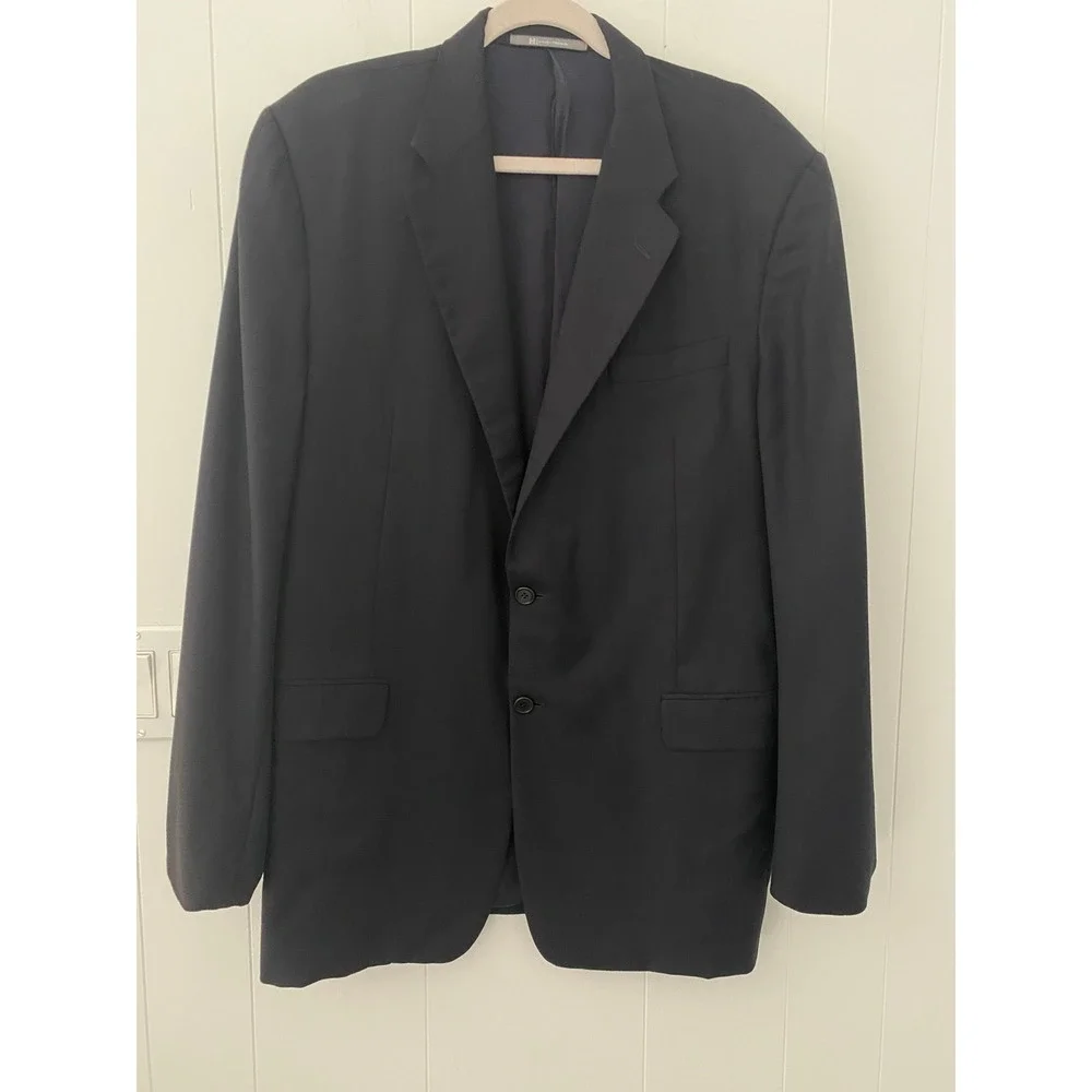 Hickey Freeman Men's Black 100% Wool Super 130s Suit Jacket Blazer Nordstrom 44L - Picture 1 of 7
